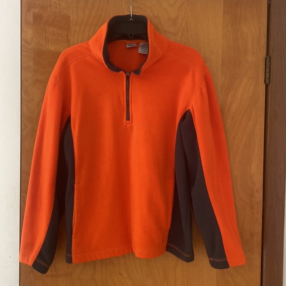 Mens Athletic Works 100% Polyester Quarter-Zip Sweatshirt Orange & Grey - Picture 5 of 6